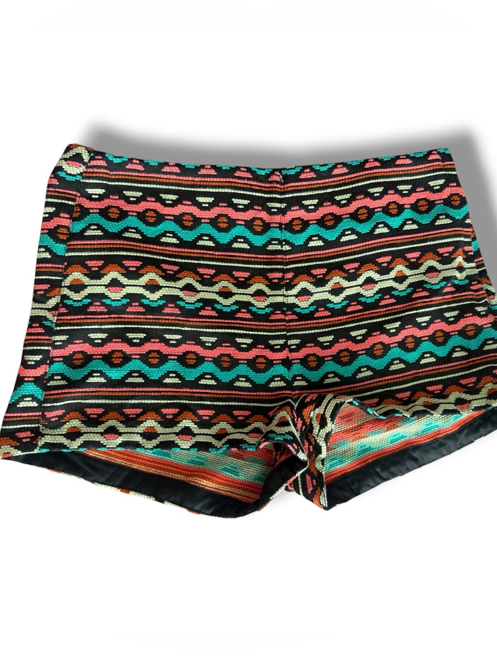 H&M x Coachella Short Aztec Embroidered Shorts Black Multi Color Southwest